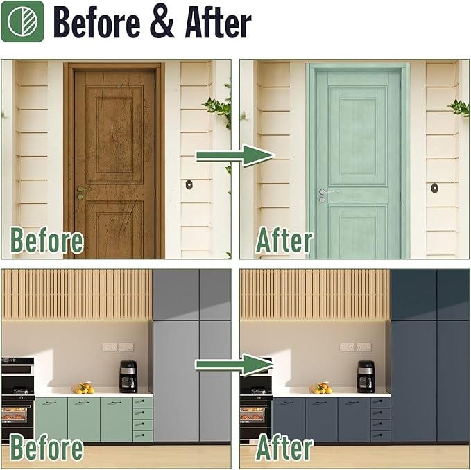 DWIL Matte Finish Furniture Paint - 32 Oz Wood Paint for Cabinets, Doors, Tables, and Dressers Refinishing - Water-Based, Non-Toxic & Odorless, Easy to Apply(Blue Grey)-With Tools