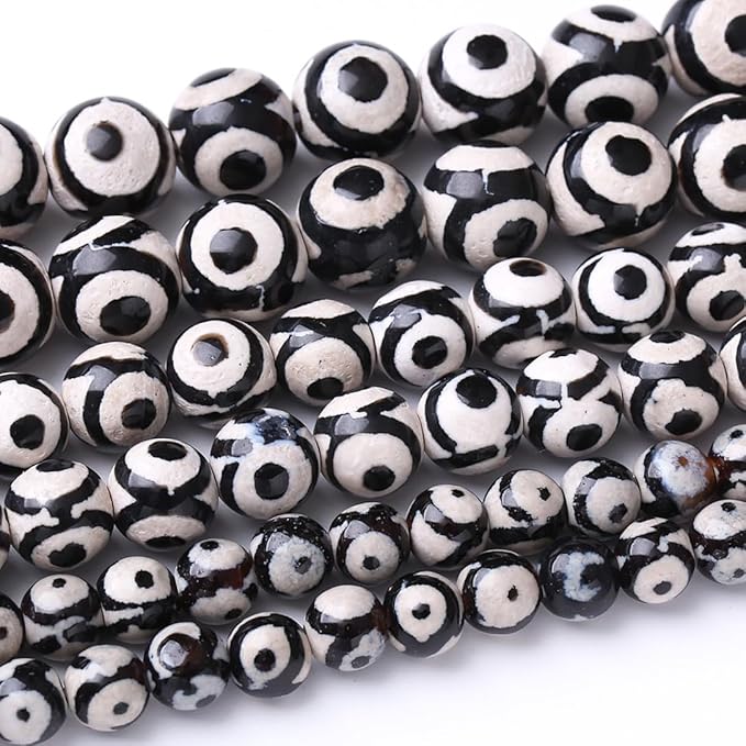 60PCS 6MM Natural Tibetan Stone Beads Round Loose Stone Beads for Jewelry Making DIY Energy Stone Healing Power Bracelet 15"