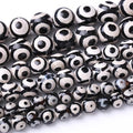 45PCS 8MM Natural Tibetan Stone Beads Round Loose Stone Beads for Jewelry Making DIY Energy Stone Healing Power Bracelet 15"