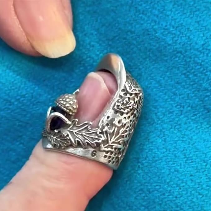 Open Nail Acorn Thimble, Thimbles for Hand Sewing, Metal Thumb Thimble Shield Accessories, Sewing Thimble Finger Protector for Needlework, Hand Embroidery Craft-2pcs