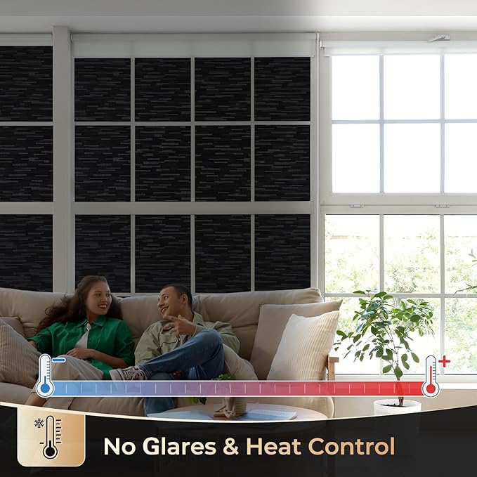 rabbitgoo Blackout Window Film, Sun Blocking Privacy Film for Room Darkening, Removable Black Out Vinyl Cover Tint for Home Day Sleep, Anti-UV Frosted Glass Clings, Black, 29.5 x 78.7 Inches