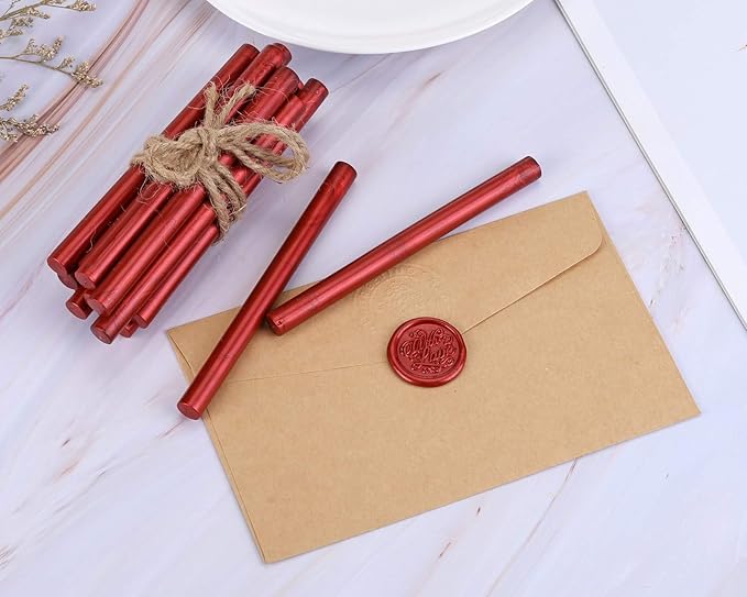 Yoption 15 Pieces Glue Gun Sealing Wax Sticks for Wax Seal Stamp, Great for Wedding Invitations, Cards, Envelopes (Antique Wine Red)