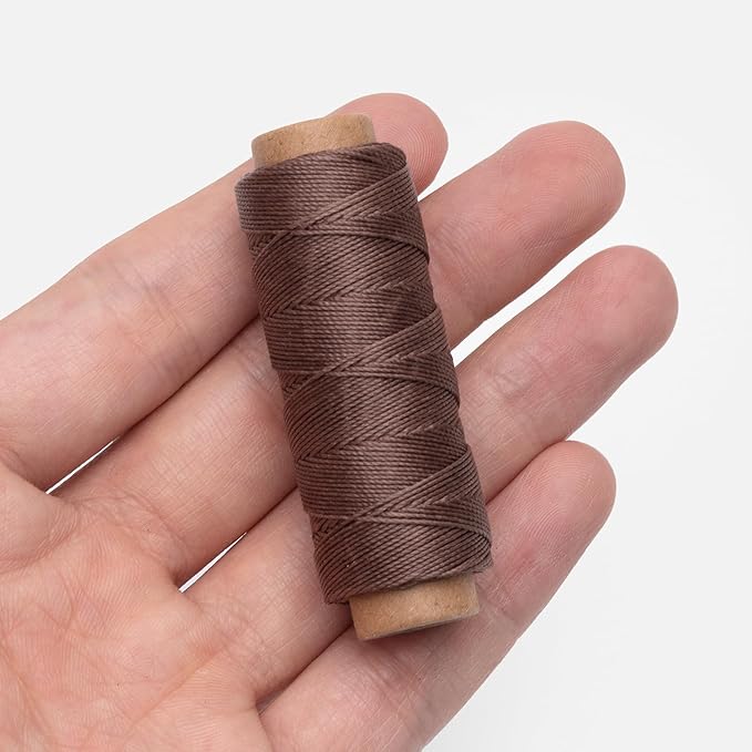 WUTA Leather Waxed Thread Round Polyester Sewing Threads Leather Craft Hand Stitching Line DIY Bracelet Thread Repair Work Cord with 12 Pcs Needles and Storage Bag (0.65mm)