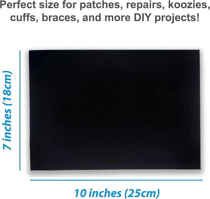 Neoprene Fabric Assortment Sample Patch Sheet Packs for Sewing Material Wetsuit Repair (3 Pack, 2mm Black)