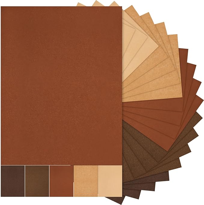 Sinmoe 100 Sheets 5 Shades Cardstock Paper 8.5 x 11 Inches 180gsm Solid Core Printer Paper for Scrapbooking DIY Arts Crafts Making Office Home Supplies(Brown Series)
