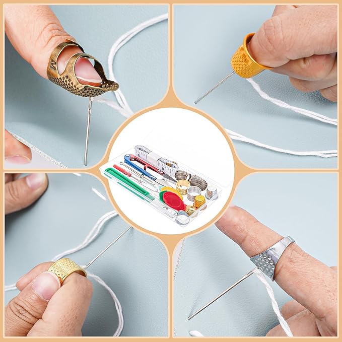 CousDUoBe Sewing Thimble Kit,thimbles for Hand Sewing，Needle threaders，Seam Rippers for Sewing，Measuring Tape and Thread Snips, Hand Embroidery Craft（Complete Sewing Kit）