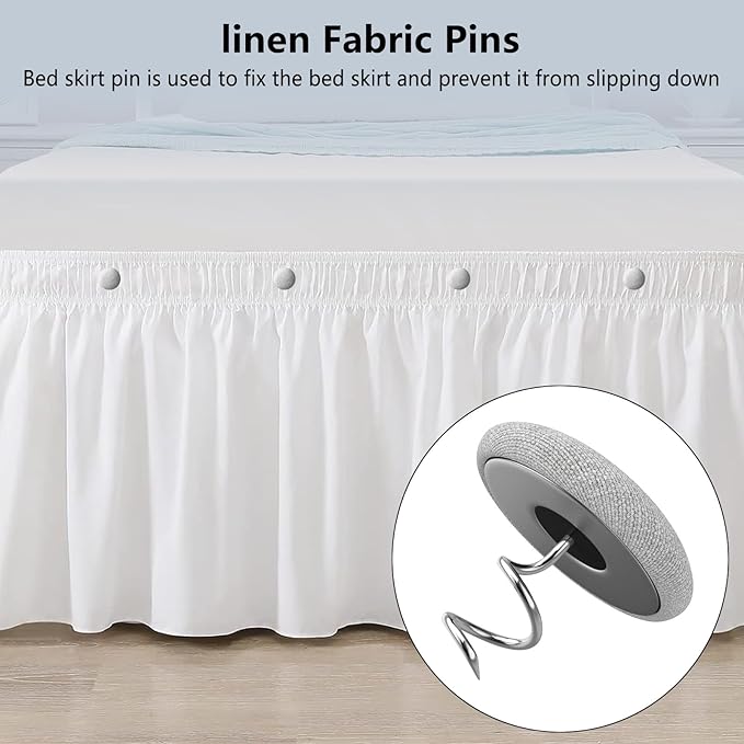 12 Colors Fabric Covered Button Twist Pins Dust Ruffle Pins- for Sofa，Upholstery，Armchair Caddies, Armrest Covers,Bed Skirts, Slipcovers, Headliners (Light Gray, 12)