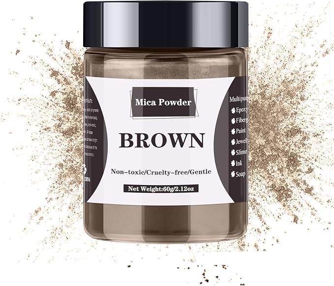 Mica Powder - 60g Mica Powder for Epoxy Resin - Pearl Pigment Powder Dye for Resin/Eye Shadow/Soap Making/Nails/Bath Bombs etc. (Brown)