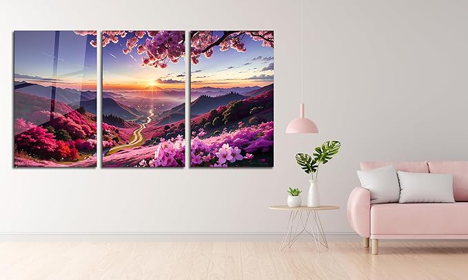 SpiritualHands Scenery Tempered Glass Wall Art Painting for Living Room, Tempered Glass Modern Prints Decor, Large Vivid Color Panel for Bedroom, Kitchen, or Office