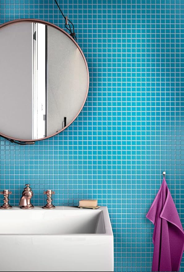 1"x1" Sea Blue Matte Finished Glass Mosaic Tile (Sample Swatch- 5"x4")