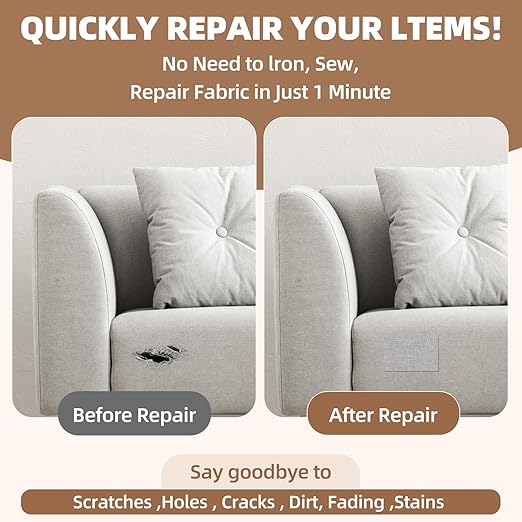 Fabric Repair Patch, 17X79 Inch Fabric Large Repair Tape, Self-Adhesive Patches for Furniture, Sofa, Car Interior, Shoes, Hand Bag, Clothing (Black, 17X79 Inch)