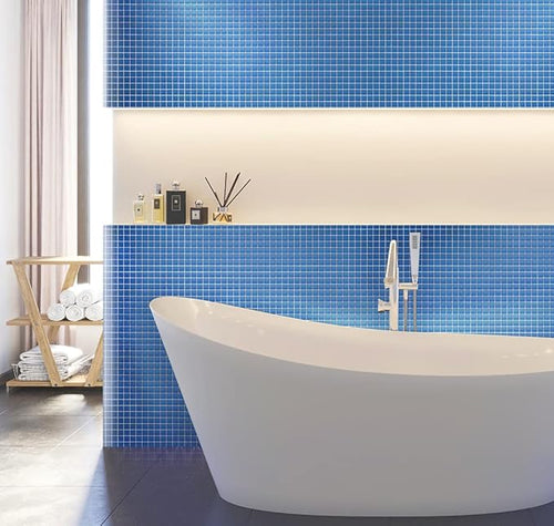 1"x1" Sky Blue Matte Finished Glass Mosaic Tile (9.67 Sq ft- Box of 10 Sheets)