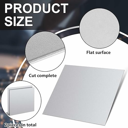 Hicarer 2 Pcs Mild Steel Sheet Cold Rolled 18 Gauge Metal Plate Weldable Metal Sheets for Professional Industrial DIY Use, Clean Surface Easy to Weld (6'' X 6'')