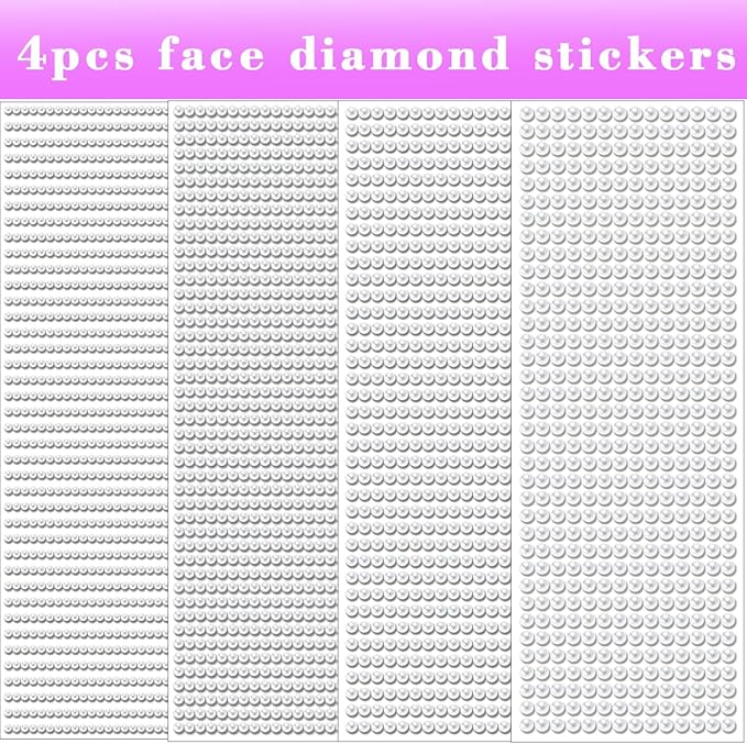 1799 Pcs 4 Sheets Pearl Rhinestone Stickers 3/4/5/6 mm Self Adhesive Rhinestones Gems for Face Eyes Makeup Hair Body (White_pearl-3/4/5/6mm)