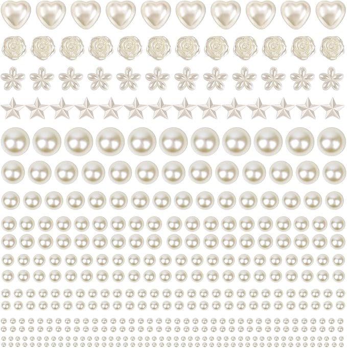 shynek 4326Pcs Self Adhesive Pearl Stickers for Crafts, Stick on Pearls Gems for Hair, Face, Makeup, Crafts, Assorted Styles and Sizes