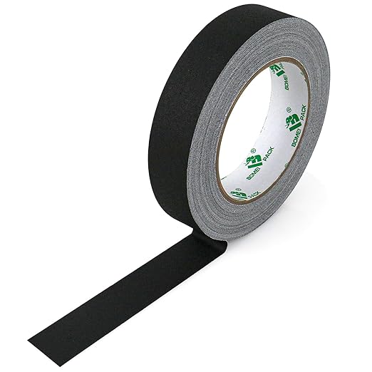 BOMEI PACK Black Gaffer Tape, Matte Non-Reflective, 1inch x 30yds No Residue Hand Tear Self-Adhesive Gaffer Tape for Labeling, Cable, Stage, Photography, Painters and Duct Repair, 1 Pack