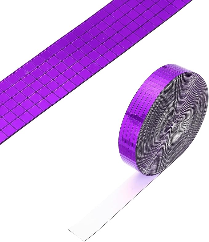 PATIKIL 5x5mm Self Adhesive Mirrors Mosaic Tiles, 10000 Pcs Square Mini Glass Mosaic Disco Tile Sticker for DIY Craft Disco Ball Party Decoration, Purple