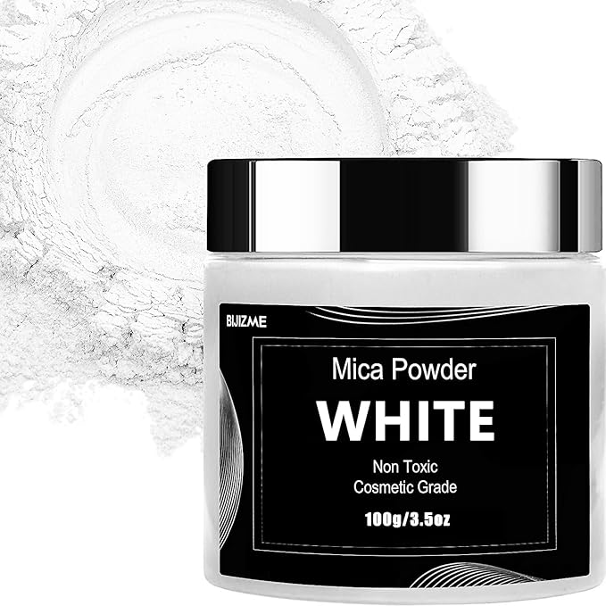 White Mica Powder Pigment (100g) -Cosmetic Grade Metallic Mica Powder for Epoxy Resin, Lip Gloss, Soap,Candle Making,Bath Bombs,Tumblers, Jewelry, Dyes, and DIY Crafting Projects(Pearl White, 3.5oz)