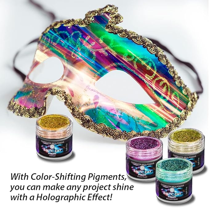 Chameleon Mica Powder, 28 Jars of Color Shift Mica Powder Set - Color Shifting Mica for Epoxy Resin, Tumbler - Chrome Pigment for Nails, Painting, Slime - Chameleon Pigment - Holographic Mica Powder