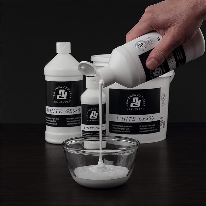 Acrylic Gesso - White Professional Grade Gesso for Painting, Acrylic, Oil, Pastels, & More! - 8 oz Bottle