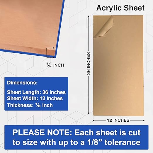 Duco USA-Made Clear Cast Acrylic Sheet 1/8 Inch Thick 12" x 36" - 8 Pack of Transparent Plexiglass Sheet - Lightweight Acrylic Board for Window Replacements, Displays, Signs, and More
