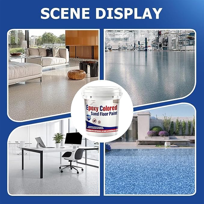 Epoxy Colored Sand Floor Paint, Epoxy Floor Paint for Concrete, High Gloss Marble Effect Coating, Waterproof Non-Slip Concrete Paints, Suitable for Indoor/Outdoor Use (Dark Blue,96 oz/3 kg)