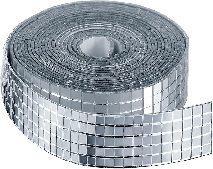 SATINIOR 3000 Pcs Disco Ball Mirror Tiles Self Adhesive for Crafts 5 x 5 mm Small Disco Tape Ball Stickers Square Mosaic Tiles Mirror Pieces for DIY Craft Party Decor