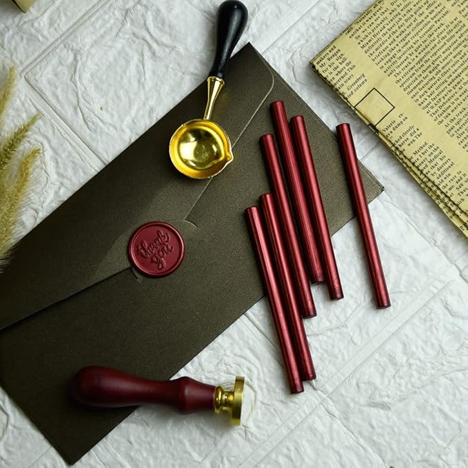 16 Pieces Glue Gun Sealing Wax Sticks in Metallic Red for Mini Glue Gun, Great Decor for Letter, Wedding Invitations, Cards Envelopes, Snail Mails, Wine Packages, Gift Wrapping