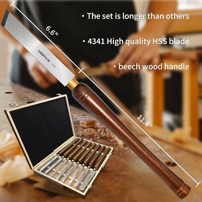 8pcs HSS Wood Turning Tools Lathe Chisel kit with Beech handle