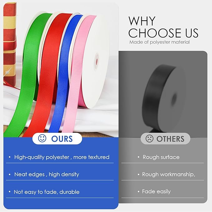 100 Yards 5/8 inch Grosgrain Ribbon, Solid Color Fabric Ribbon Perfect for Gift Wrapping, Wedding, Handmade Bows, Floral Bouquets and Party Decoration(Royal Blue)