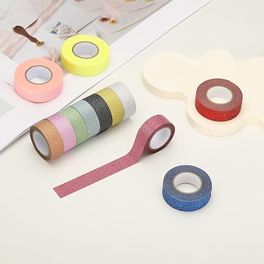 PATIKIL 2 Roll Glitter Paper Washi Tape, Washi Decorative Tape for Crafts, Purple
