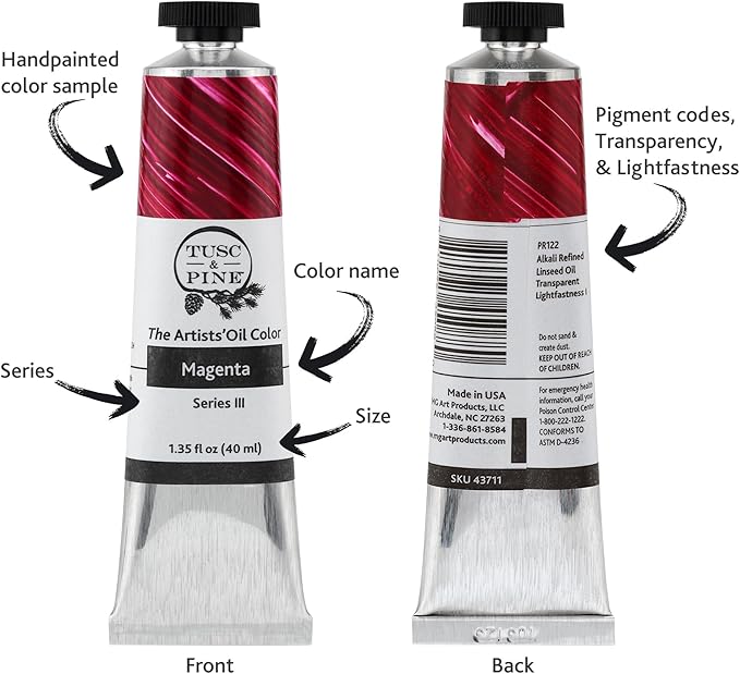 Tusc & Pine Artist Oil Paint - Titanium White (In Safflower), 150 ml, Non-Yellowing, Rich & Creamy Consistency, Max Pigment Load, Small Batch Oil Paints Made in the USA for Professional Artists