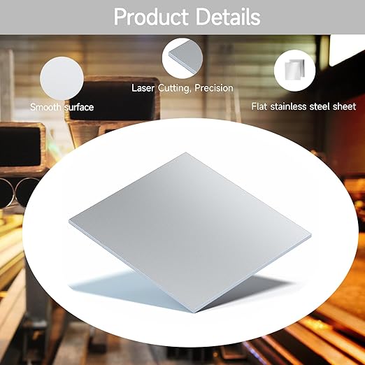 304 Stainless Steel Sheet - 2PCS 6" X 6" X 1/8" Thin Stainless Steel Plate 1/8 Inch Thickness with Protective Film Metal Sheets Shim Stock for Kitchen DIY Crafting (152 x 152 x 3 mm)