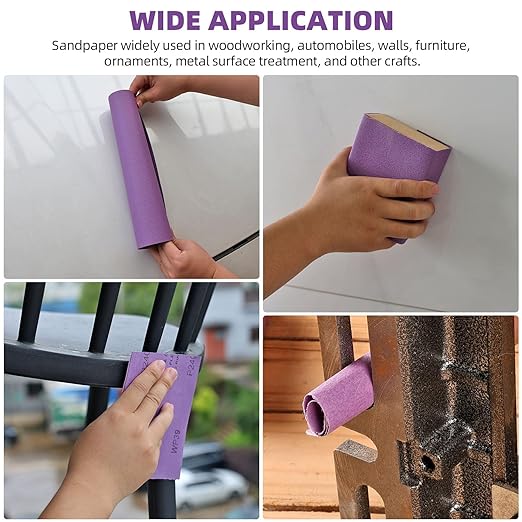 Sandpaper 800 Grit 20 PCS, Wet Dry Sanding Sheets 9 x 11 Inch, Purple Alumina Abrasive Sand Paper for Wood, Metal, Drywall, Resin, Automotive Sanding, Polishing, Grinding, by POLIWELL