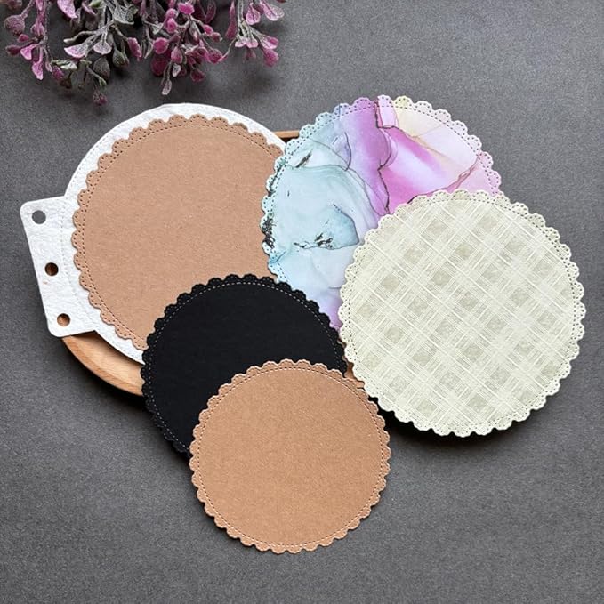 Circle Loose-Leaf Lace Die Cuts for Card Making, Background Frame Cutting Dies DIY Album Scrapbooking Decor Paper Craft Metal Die Cuts Party Wedding Decorations