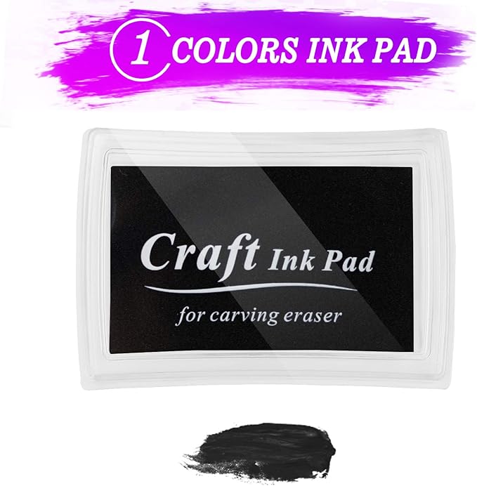 WAYCOM Rubber Stamp Making Kit - Linoleum Cutter Set, Hobby Knife, Pencil for DIY Stamp Carving Craft