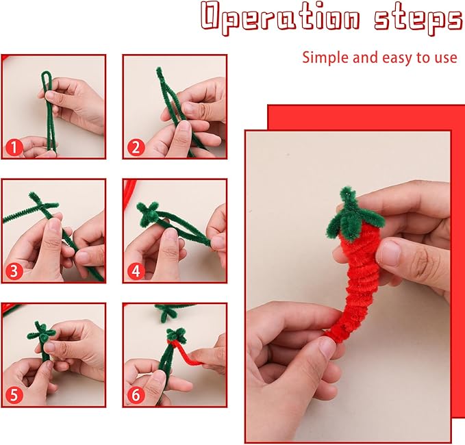 120 Pieces Pipe Chenille Stems, Christmas Solid Color Pipe Cleaners Set for DIY Arts Crafts Decorations (Red+Green+White)
