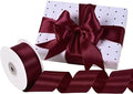Wine Red Satin Ribbon 1-1/2" X 50 Yards Solid Color Double Faced Ribbons Perfect for Crafts Wedding Decor Bow Making Arts Sewing and More