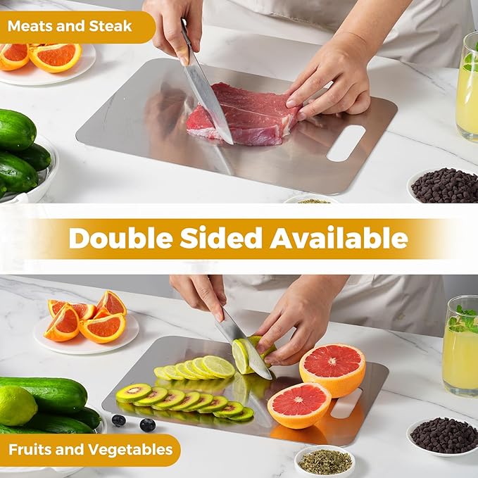 Tavano Titanium Cutting Board,Titanium Cutting Boards for Kitchen,Double-side Available Cutting Board for Vegetables,Meat,Fruits,Easy to Store and Clean(S+M+L)