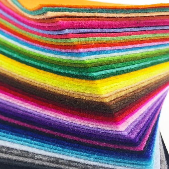 flic-flac 48PCS 8 x 12 inches (20 x 30cm) Assorted Color Felt Fabric Sheets Patchwork Sewing DIY Craft 1mm Thick … (20cm * 30cm, 48pcs)