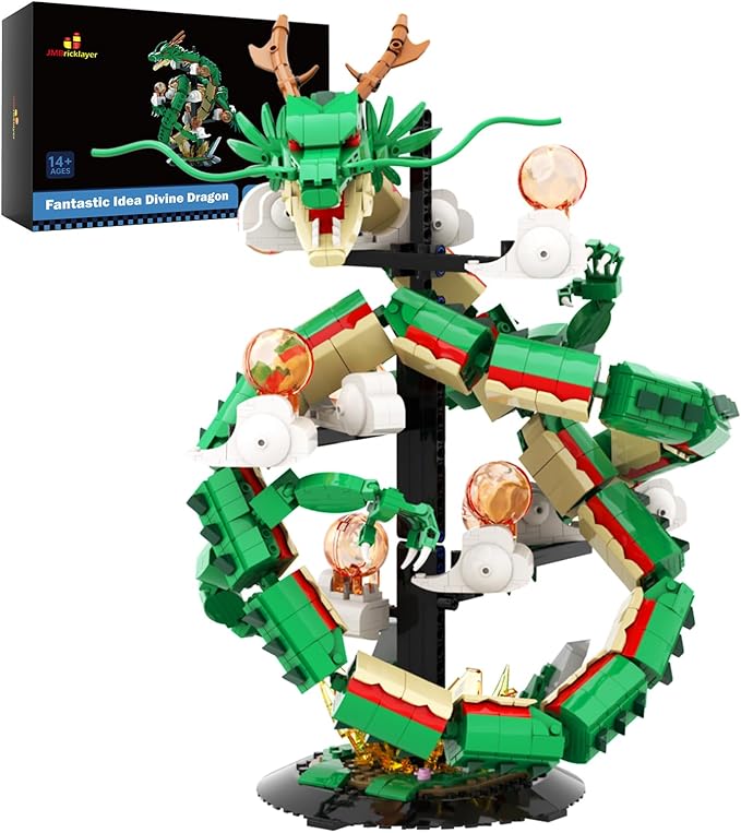 JMBricklayer Dragon Building Set for Adults 70134, Lighting Dinosaur Collectible Model to Build,Ideal Divine Dragon Building Blocks Model with Display Stand, Christmas Birthday Gifts for Boys Adults