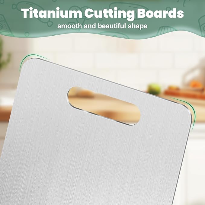 Titanium Cutting Board Set of 3,Premium Non-Slip,Food-Grade,Knife-Friendly Chopping Boards,Lightweight,Durable,Dishwasher Safe,Ideal for Meat Vegetables Fruits,Kitchen and Camping Essentials (3)