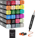 Banral Alcohol Markers, 24 Colors Dual Tip Alcohol Based Art Marker Set for Artists Adults, Permanent Drawing Pens for Adult Coloring Sketching Illustration