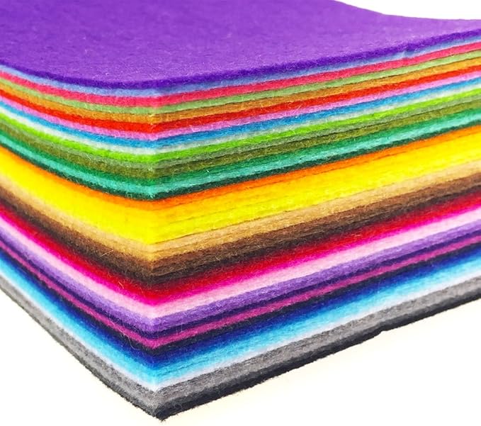 flic-flac 44PCS 8 x 12 inches (20 x 30cm) Assorted Color Felt Fabric Sheets Patchwork Sewing DIY Craft 1mm Thick … (20cm * 30cm, 44pcs)