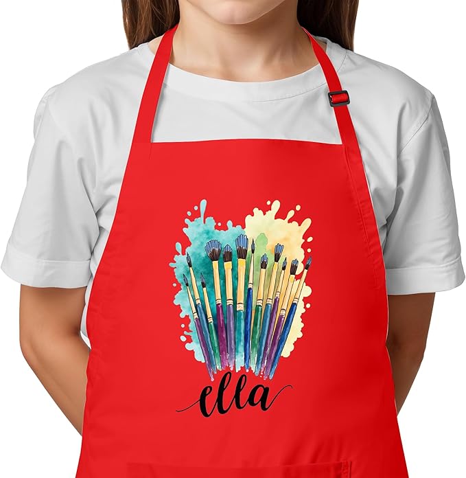 Unisex Kids Apron with Custom Name – Perfect for Painting, Crafts, and Fun Great Christmas Gift or Stocking Stuffer for Kids