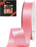 LIUYAXI Pink Stain Ribbon, 1" X Continuous 50 Yards, Double Faced Fabric Ribbon Perfect for Gift Wrapping Wedding Birthday Party Chair Sash Christmas Hair Floral Craft Sewing