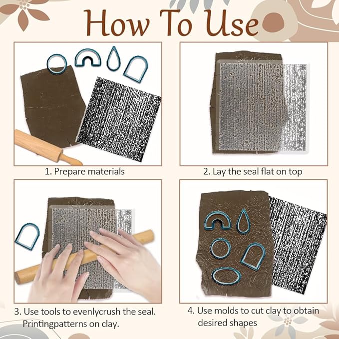 CHGCRAFT Polymer Clay Texture Sheets Sandpaper Texture Silicone Clay Texture Mat Silicone Texture Stamps Clay Modeling Pattern Pad for DIY Clay Jewelry Earrings Clay Mat