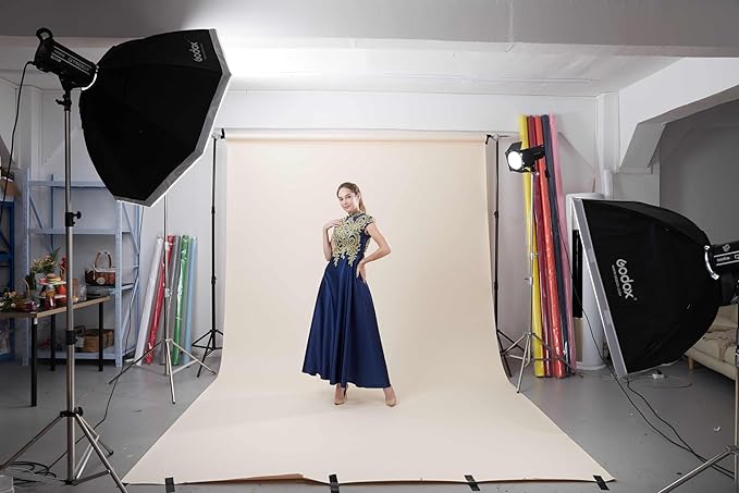 Seamless Photography Background Paper Roll, Cream Photo Paper Backdrop for Photography, Video and Streaming (107''x16' Ivorine)
