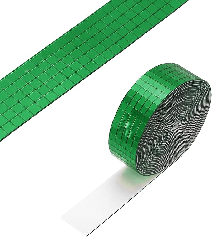 PATIKIL 5x5mm Self Adhesive Mirrors Mosaic Tiles, 3600 Pcs Square Mini Glass Mosaic Disco Tile Sticker for DIY Craft Disco Ball Party Decoration, Green