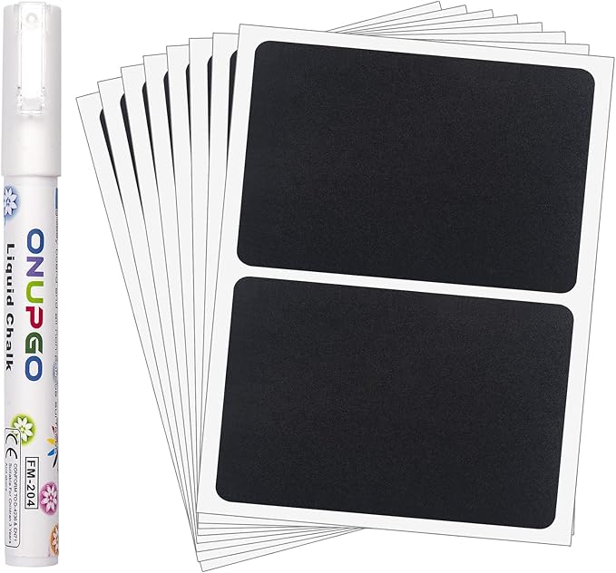 ONUPGO 20 Pack Chalkboard Labels, 4" X 6" Reusable Blackboard Stickers, Waterproof Chalkboard Sticker for Jars, Parties Decoration, Craft Rooms, Weddings, Storage, Organize Your Home & Kitchen